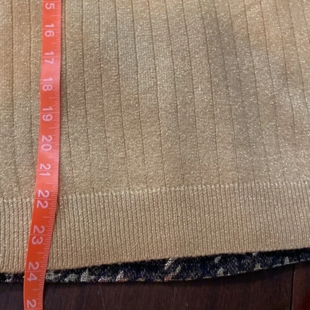 E130 Talbots Gold Mock Short sleeve sweater Women's Size L EUC - Picture 6 of 8